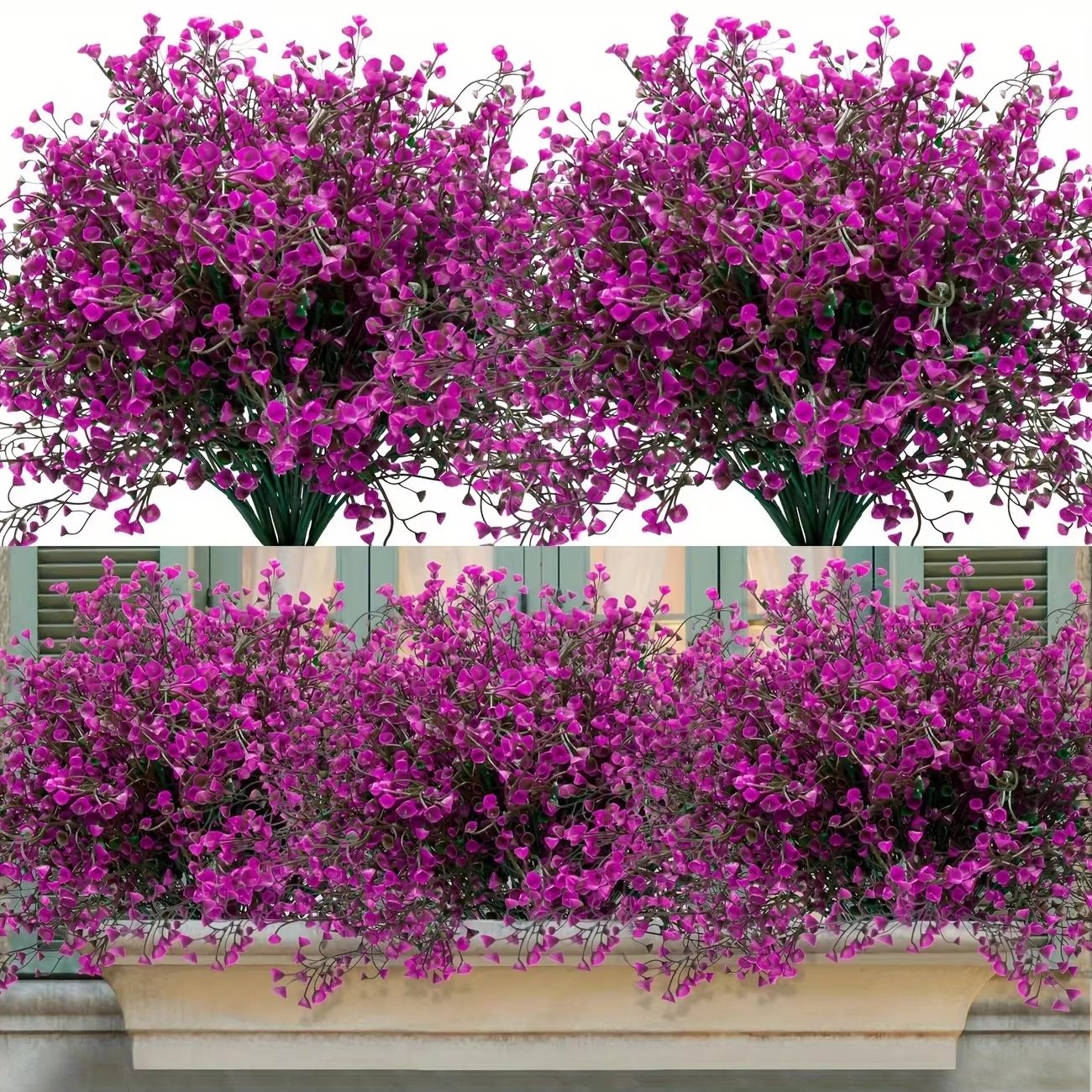 UV Resistant Artificial Outdoor Flowers Set for Garden and Window Box Decor