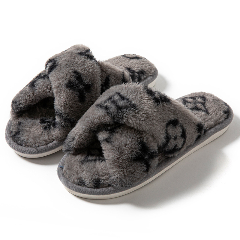 Fluffy Womens Slippers, Fashion Fuzzy Fur Slides, Autumn Winter Plush, Luxury Designer Flats, Elegant Home Footwear
