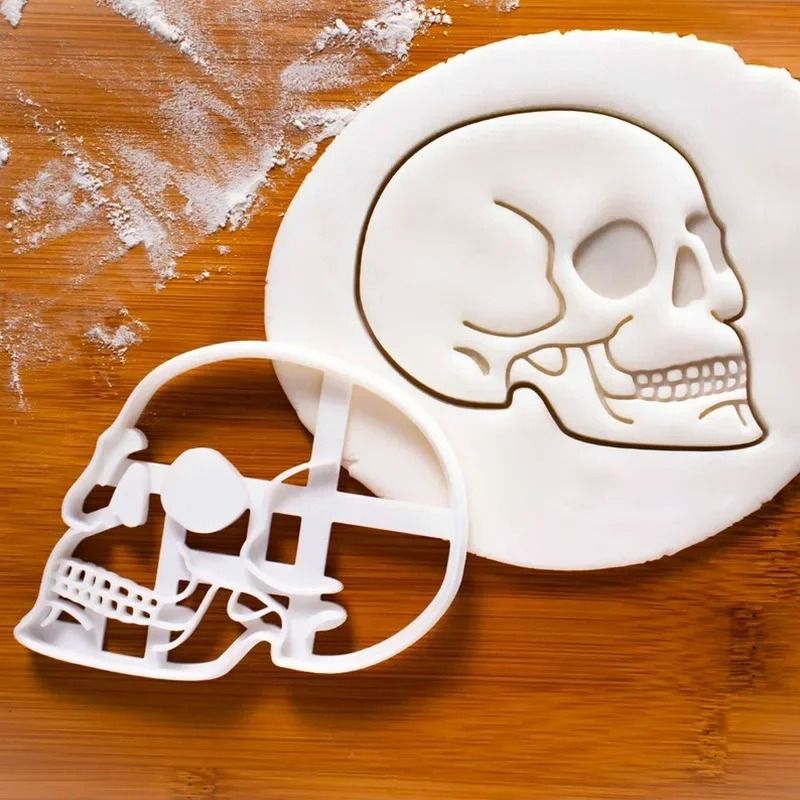 Halloween Skull Brain Organs Cookie Cutter Plastic 3D Biscuit Stamp and Chocolate Mold
