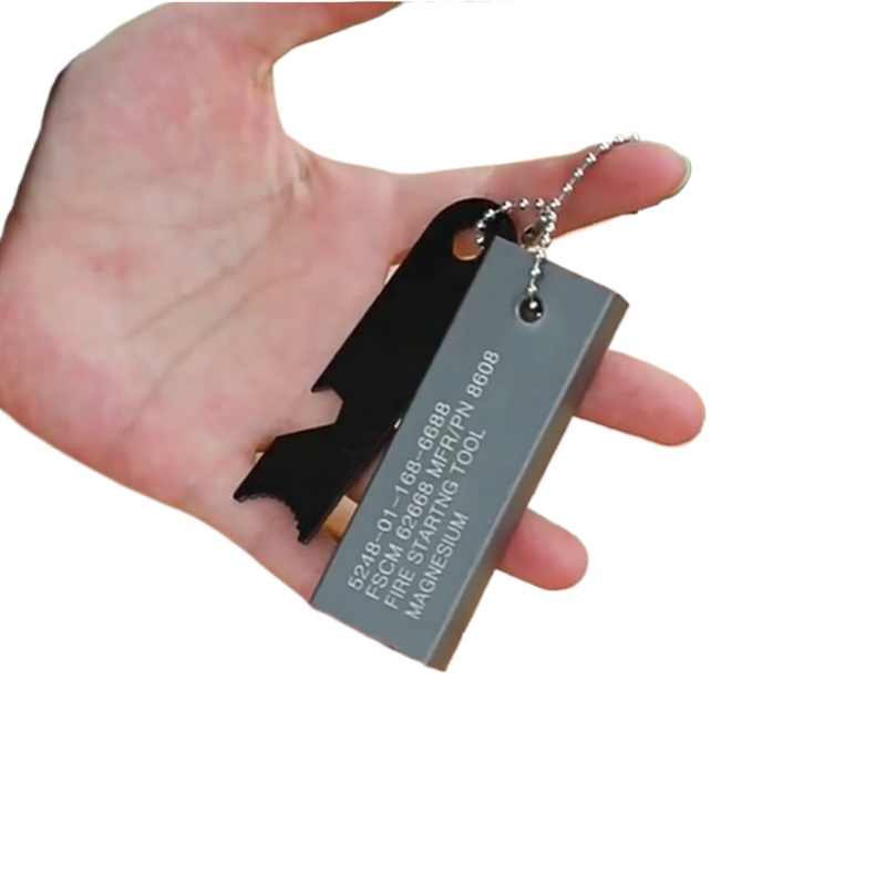 Wilderness Survival Magnesium Fire Starter Kit with Wooden Handle Portable Camping Fire Starter