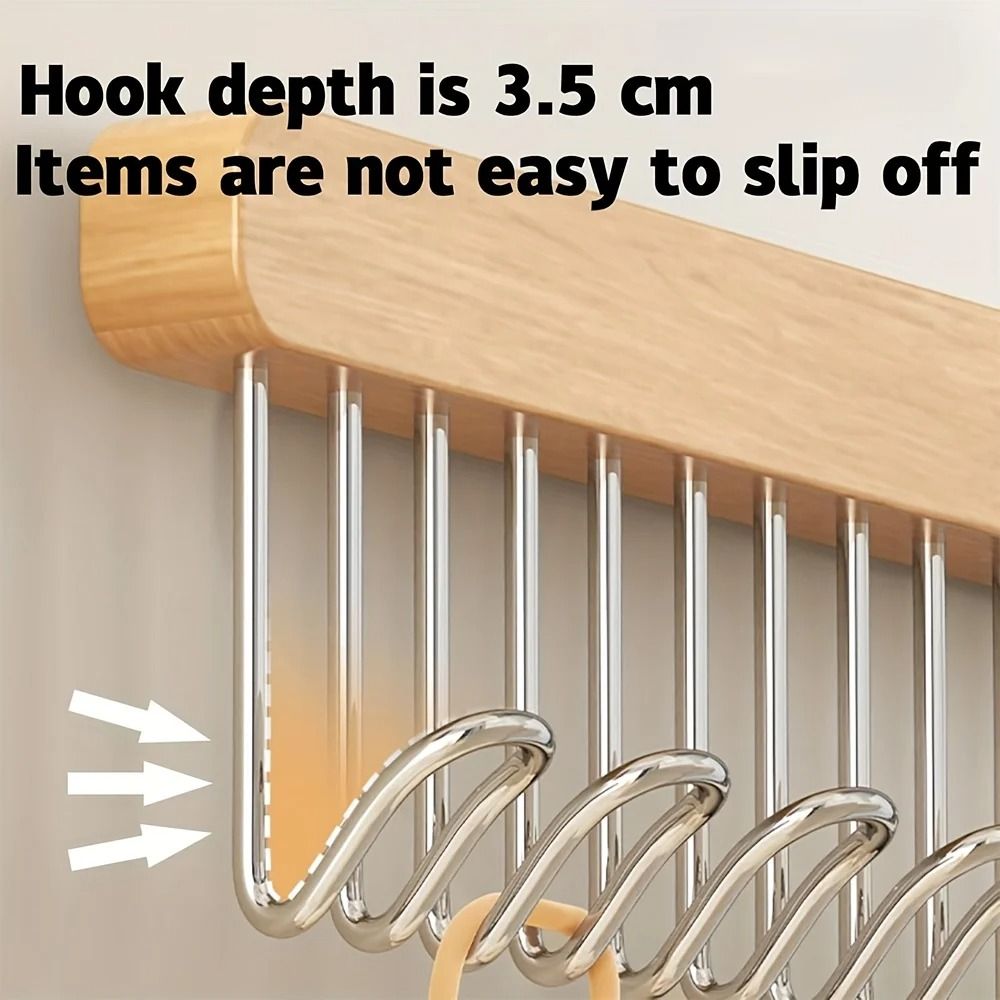 Pull Out Sliding Closet Organizer Hanger with 8 Hooks for Belts Ties and Accessories