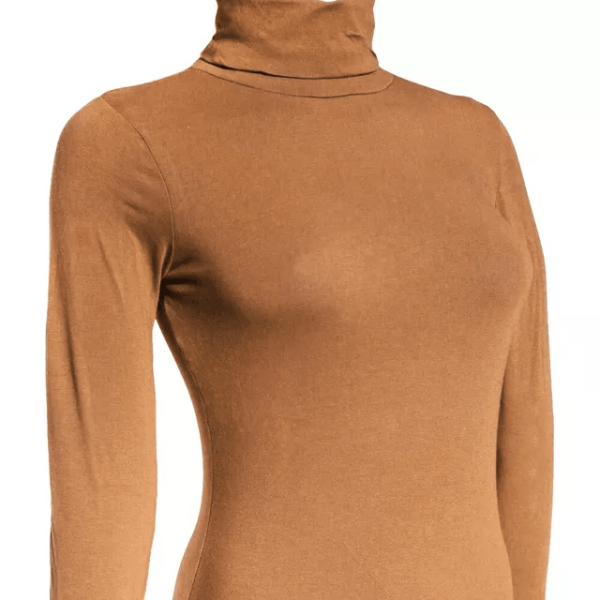 Classic Women Turtleneck Long Sleeve Shirt, Stretchy Basic Layering Top