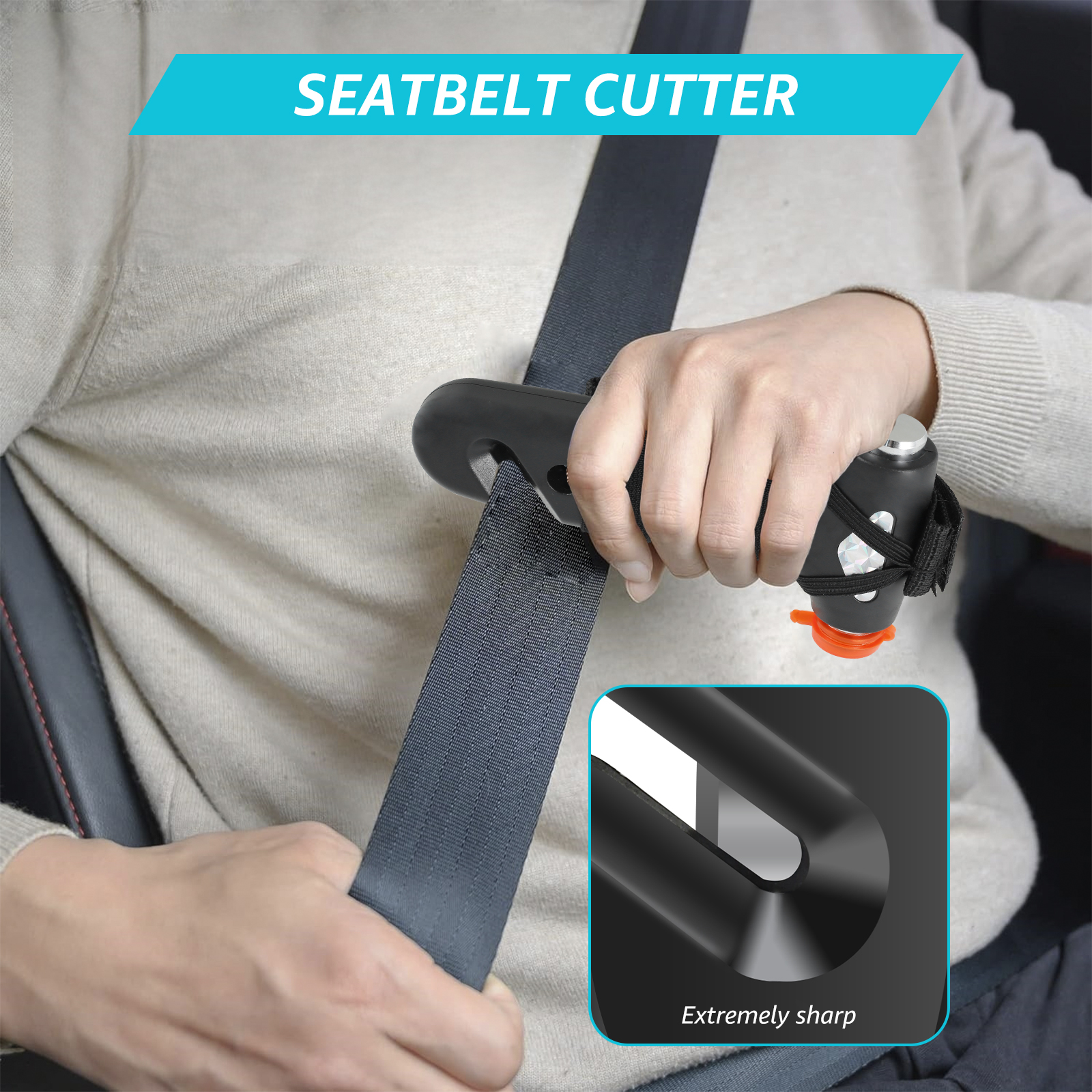 Universal Car Emergency Tool, 3-in-1 Car Safety Hammer with Belt Cutter, Life-Saving Glass Breaker