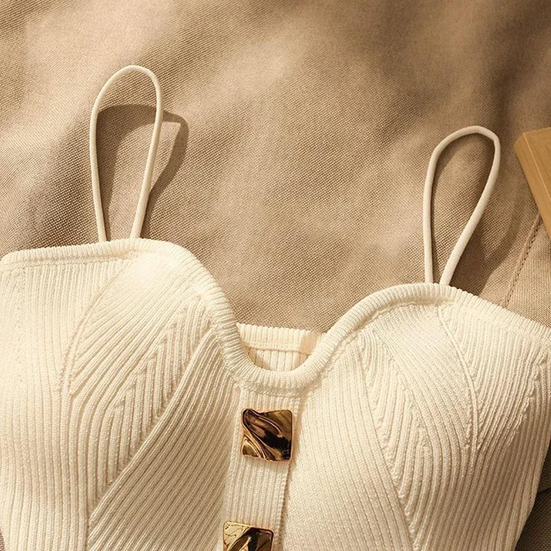 Sexy Beauty Women'S French Style Summer Cross-Knit Suspender Camisole Slim Fit T-Shirt