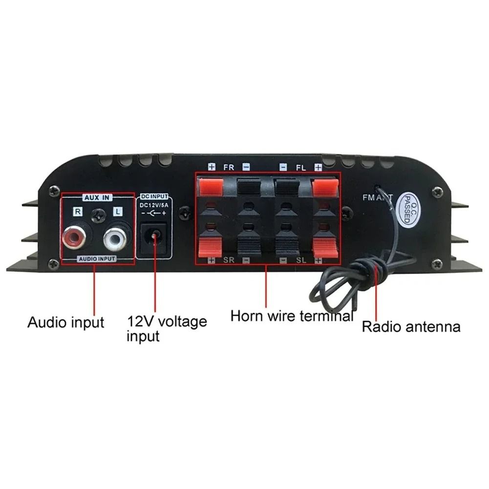 Bluetooth HiFi Power Amplifier 4 Channel Digital Audio Amplifier With FM And Remote