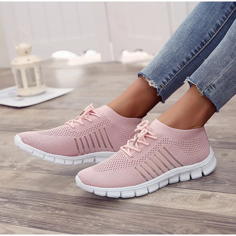 Womens New Summer Sneakers Mesh Slip on Running Shoes Comfortable Walking Platform Casual Shoes for Female