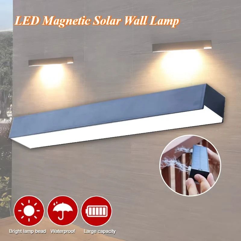 LED Solar Magnetic Wall Light Waterproof Outdoor Night Lights with Dimmable Brightness