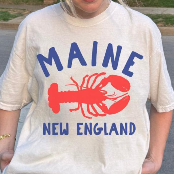 Maine Shirt, Lobster Shirt, Maine New England Shirt, Fisherman Aesthetic, Summer TShirt, Beach Shirt, Gift for Travel Lo