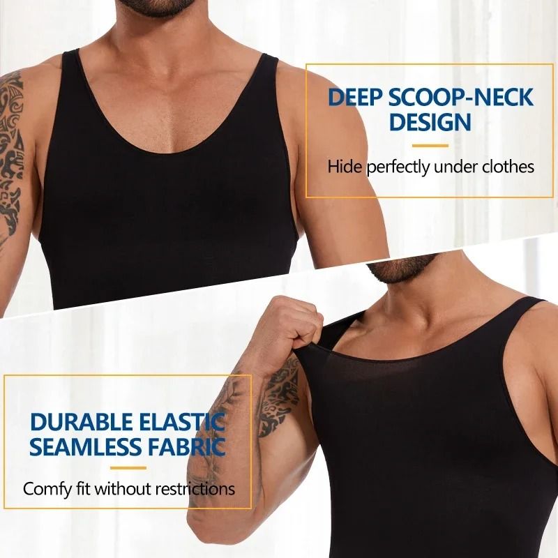 Men's Compression Bodysuit Full Body Shaper Slimming Undershirt