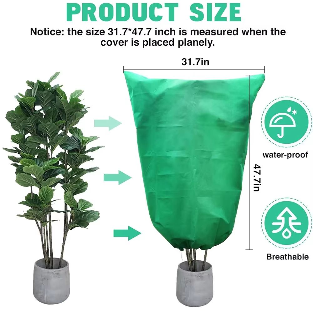Reusable Frost Protection Plant Cover with Zipper Drawstring Anti Freeze Garden Blanket