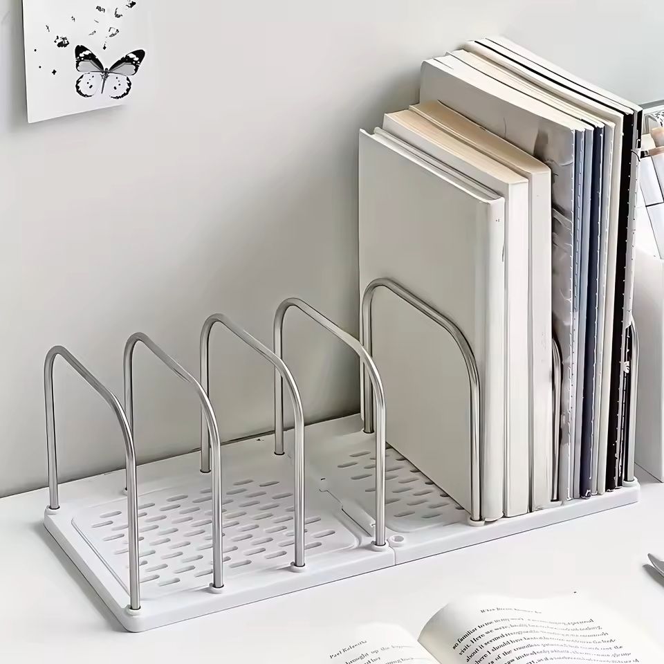 PP Material Desktop Bookshelf Organizer – Non-Slip Base Modern Office Desk Storage Shelf