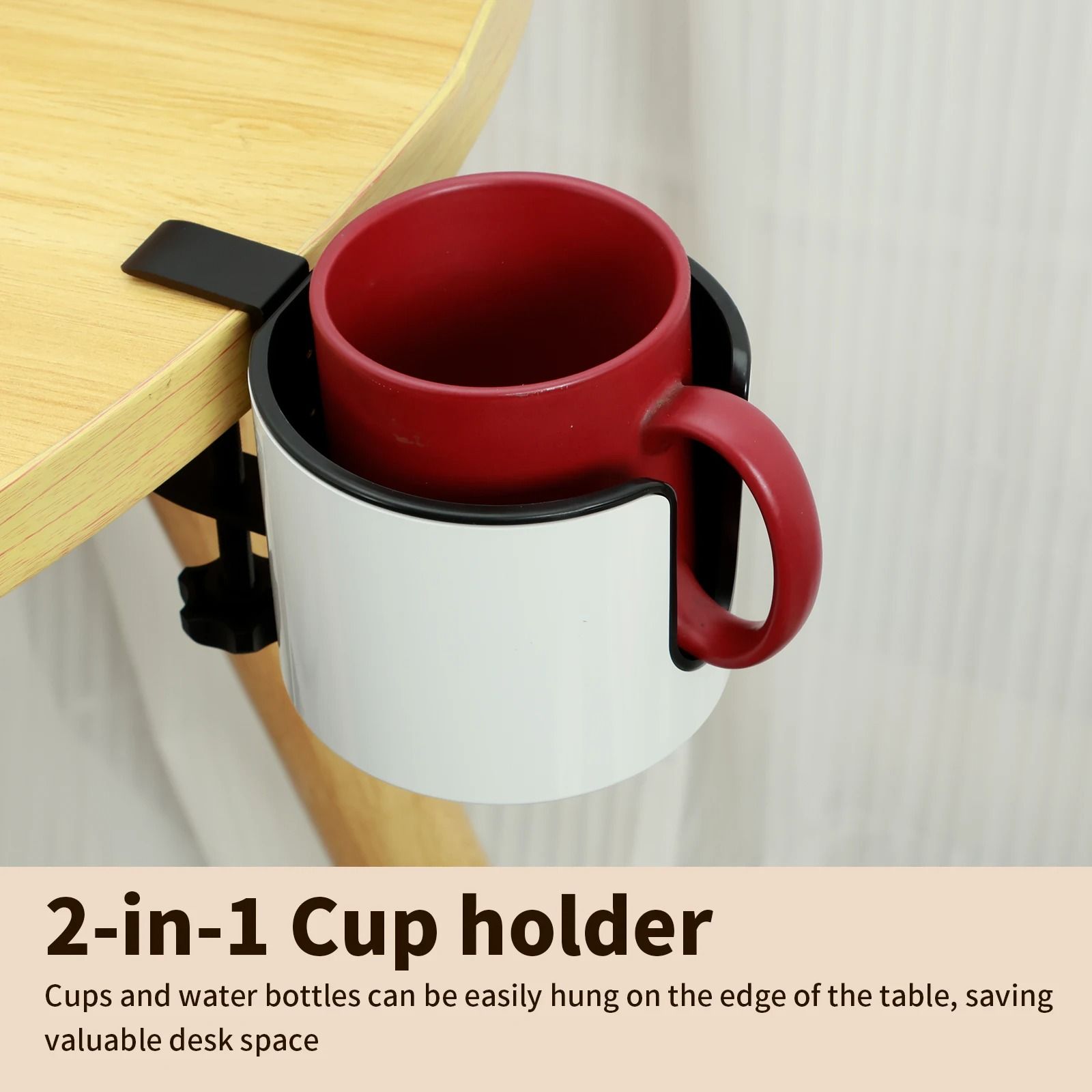2 in 1 Headphone Holder Desk Clamp with Cup Holder Rack