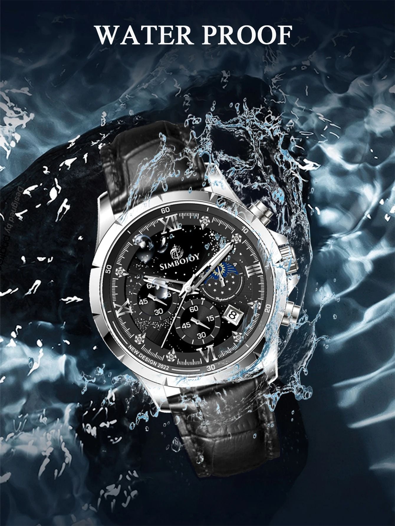 Mens Six-Needle Quartz Watch with Calendar & Night Light