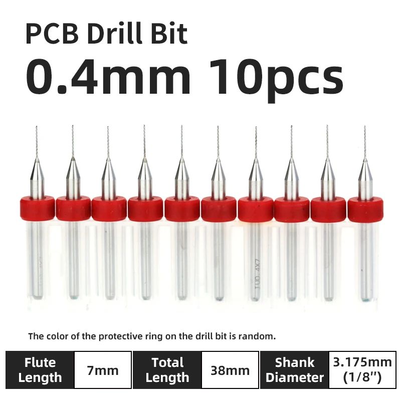 TOOLEYE Carbide PCB Drill Bit Set (10pcs) 1/8 Shank Micro CNC Bits, 0.1–3.175mm