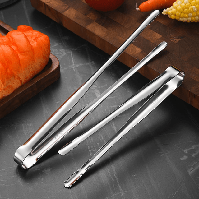 Stainless Steel Grill Tongs with Non Slip Grip for BBQ Cooking and Kitchen Use