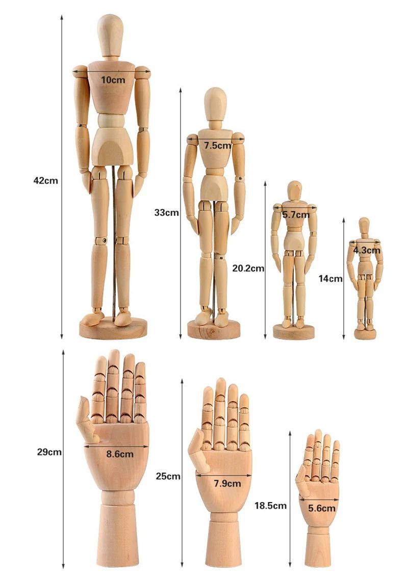 Artisan Pose Wooden Drawing Mannequin with Rotatable Limbs