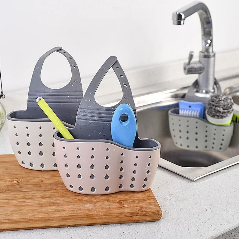 Adjustable Snap-On Sink Draining Bag – Double-Layer Kitchen Sponge Holder