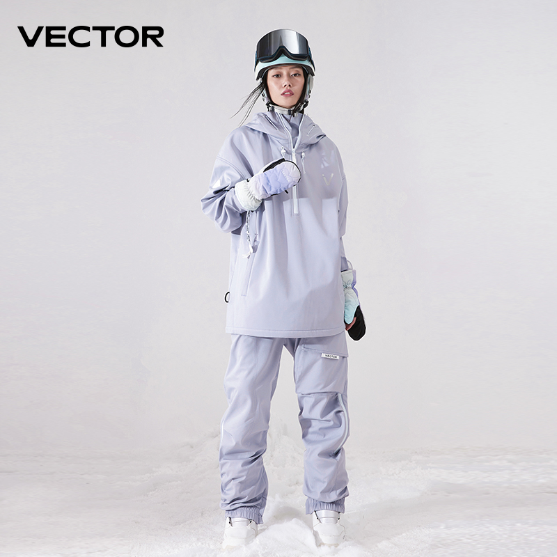 Warm Windproof Ski Jacket for Men Women, Solid Color Waterproof Winter Overalls, Outdoor Snowboard Clothing