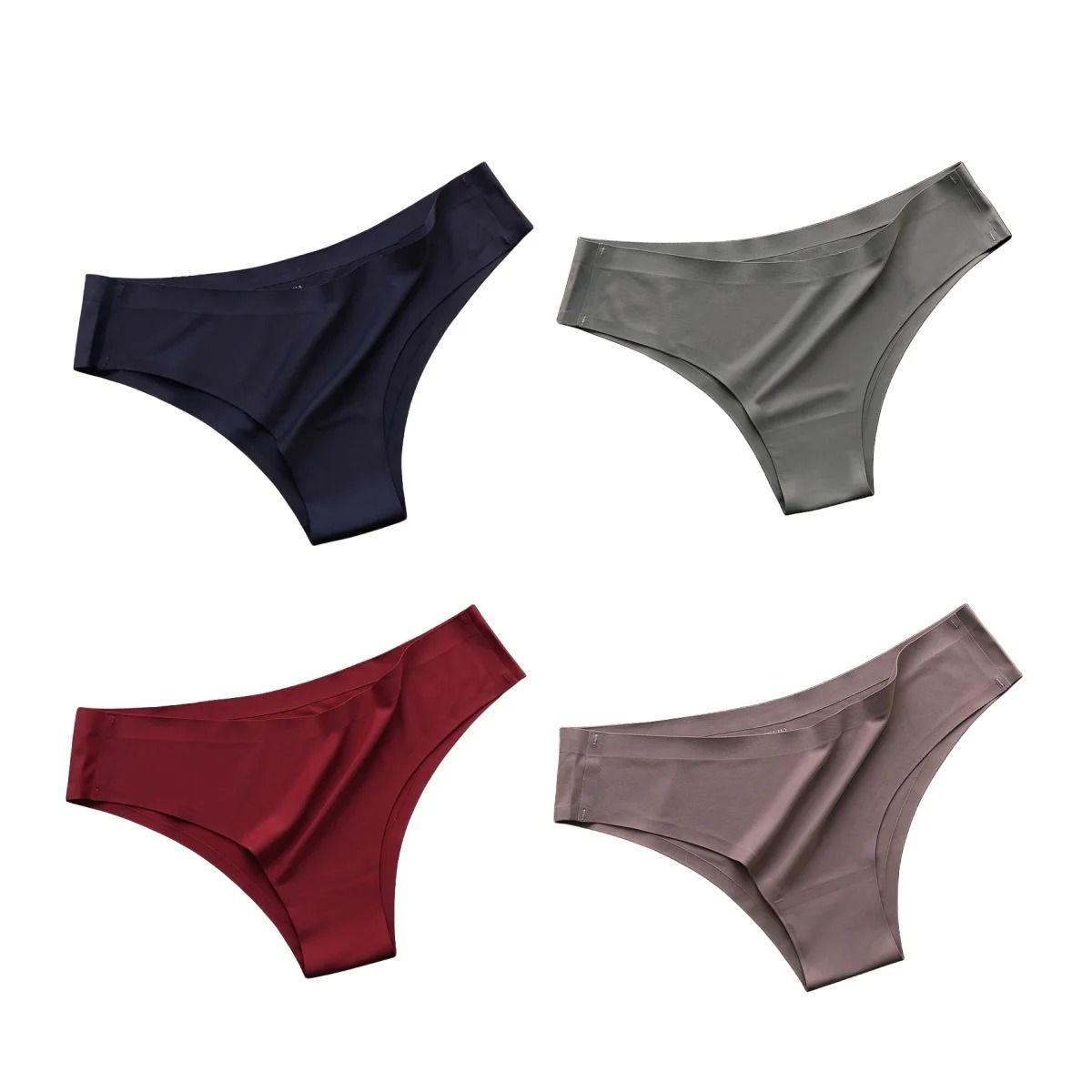 Seamless Ice Silk Low Waist Thong Panties Set of 4