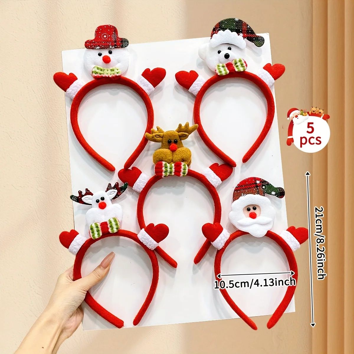 5pcs Christmas Santa Snowman Reindeer Party Headbands