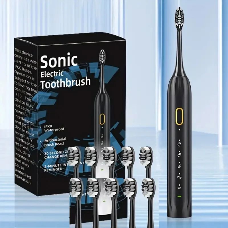Rotary Electric Toothbrush System | Waterproof Rechargeable Cleaning Suite | Executive 10-Head Dental Sanctuary