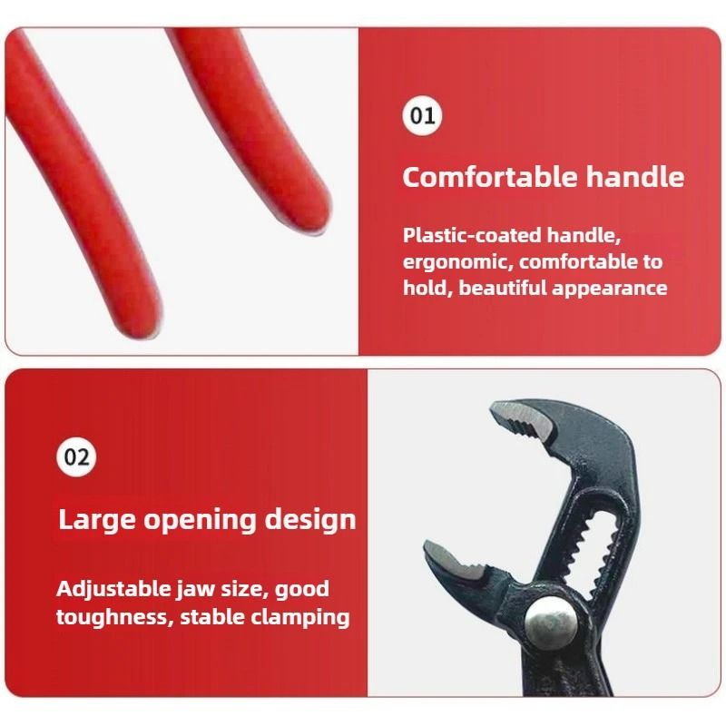 High Quality Quick Adjustable Water Pipe Pliers Household Use 12 Inch Multifunctional Soft Grip Water Pump Pliers