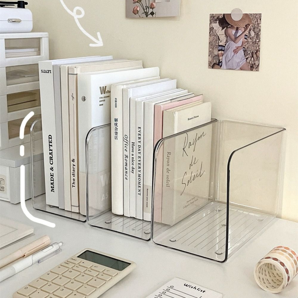Transparent Book Stand, Acrylic Book Folder, U Shaped Desk Storage Rack, Simple Free Combination Home Office Organizer