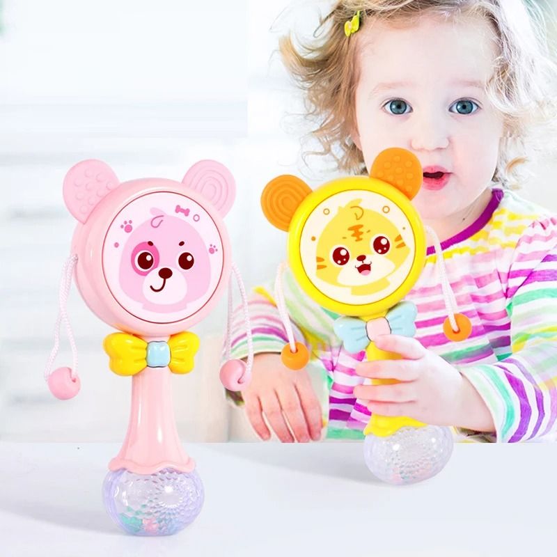 2025 Flashing Musical Rabbit Hand Bell – Early Educational Teether Rattle Toy (0-12M)