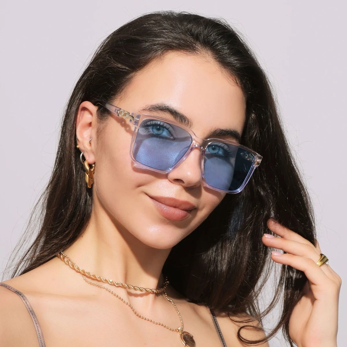 Womens Square Fashion Sunglasses with UV400 Protection