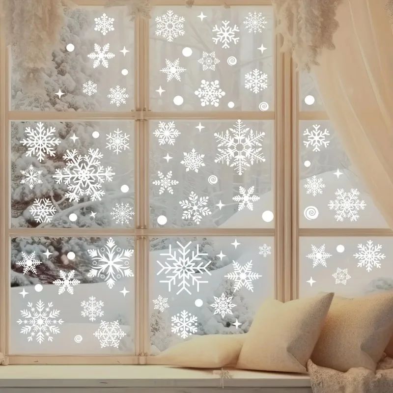 Christmas Snowflake Window Stickers Festive Glass Wall Decals