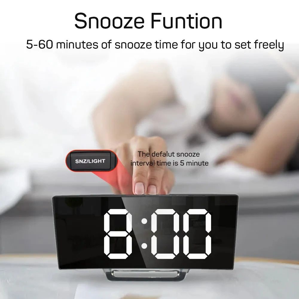 Smart LED Digital Alarm Clock with Temperature Display and Nightlight