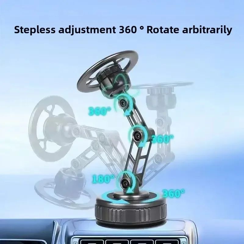 FlexGrip 360 Magnetic Car Phone Holder with Vacuum Suction & Foldable Arm