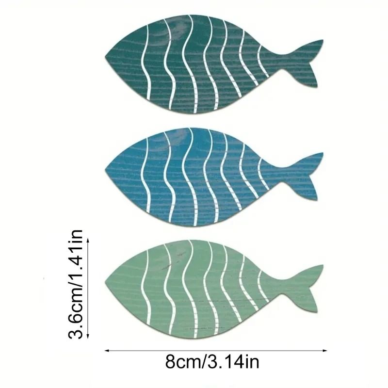 Wooden Fish Wall Decor Set Coastal Beach Hanging Ornaments