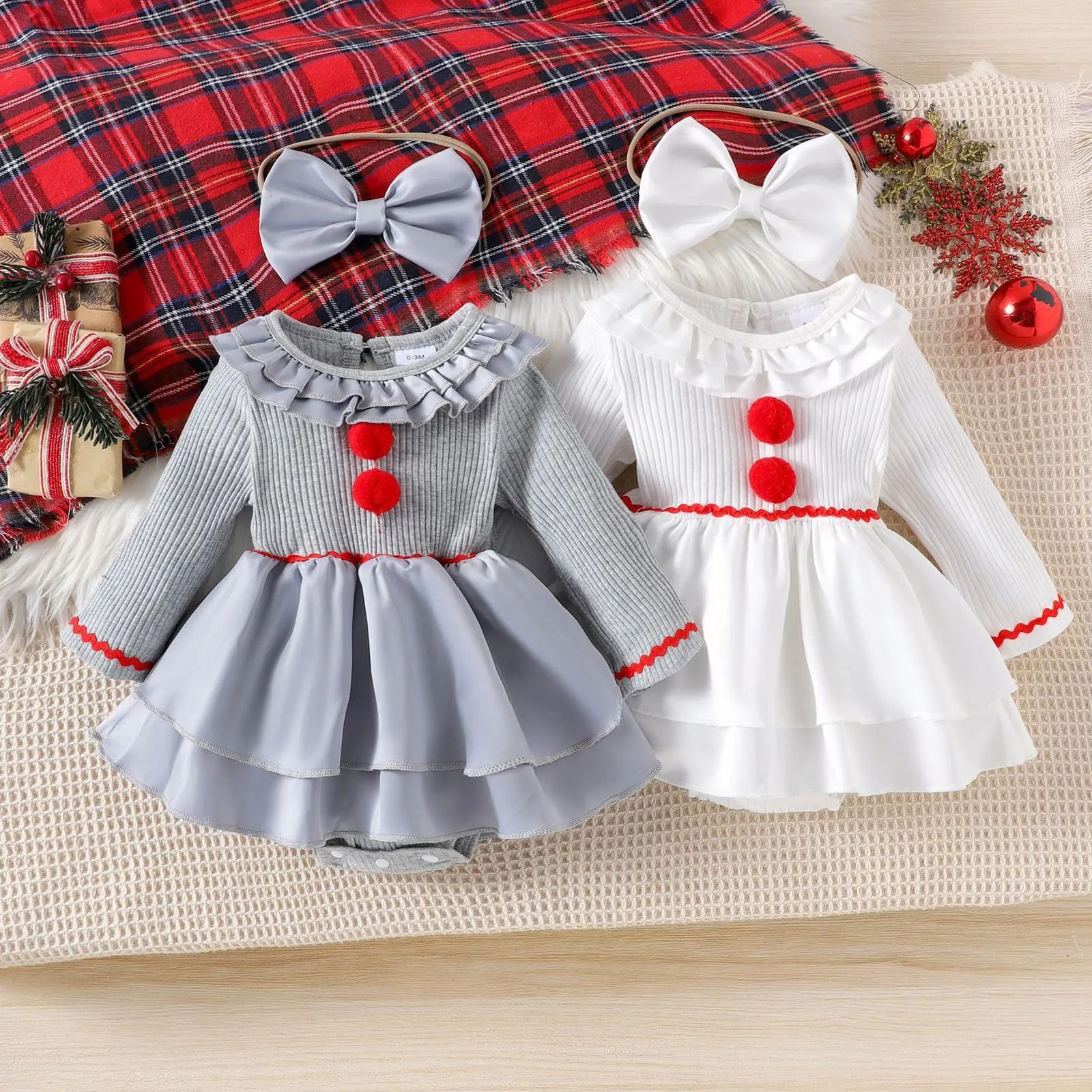 Baby Girl Creepy Clown Cosplay Costume | Premium Layered Gray Joker Dress Romper & Halloween Party Outwear