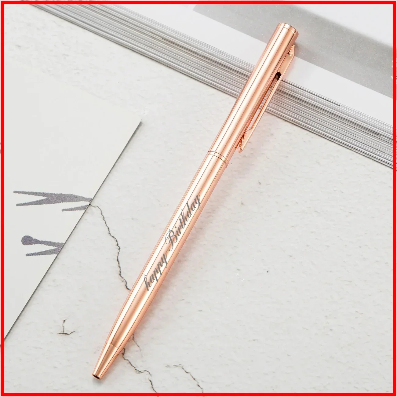 Metal Ballpoint Pens Rose Gold, Custom Logo, Engraved Name, Advertising Lettering, School Office Supplies