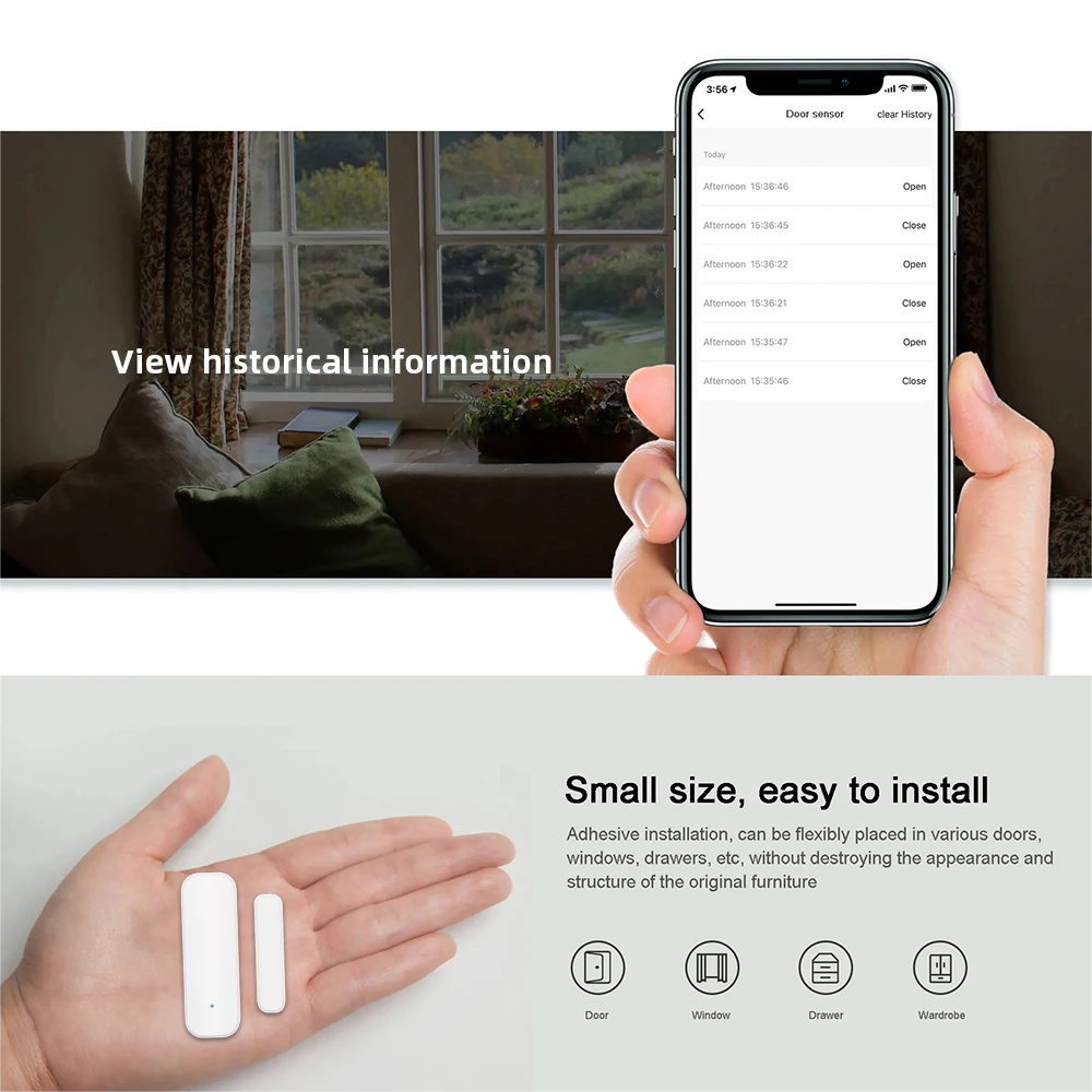 Zigbee Window & Door Sensor – Smart Home Security Alarm with Voice Control (Alexa, Google Home)