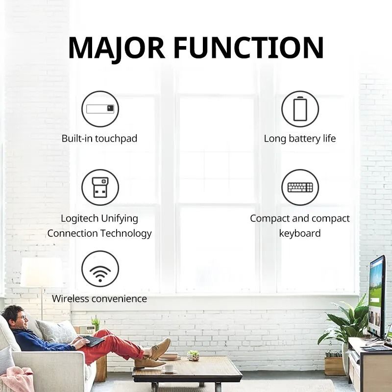Logitech K400 Plus Wireless Touch Keyboard | Integrated Touchpad for Android Smart TV & Laptops