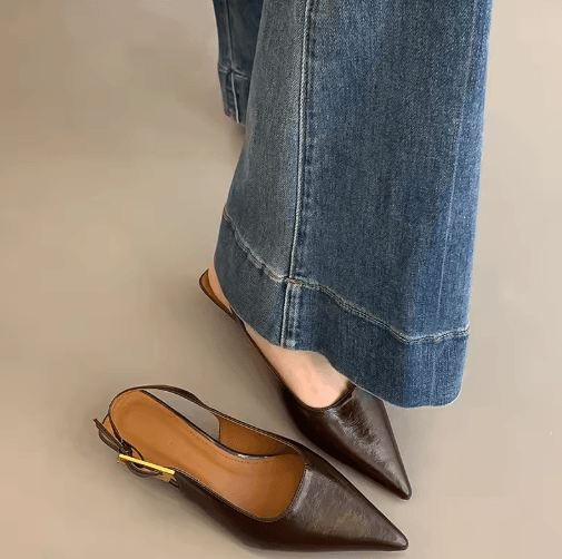 Summer Pointed Toe Slingback Mules – Elegant Low Heel Party Sandals