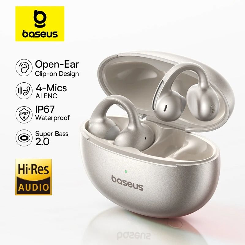 Baseus MC1 Pro Wireless Ear Clip Earphones | Bluetooth 6.0 Hi-Res Open-Ear Buds with 4-Mic ENC