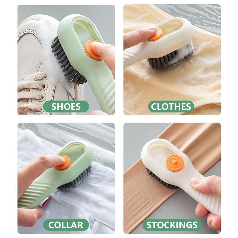 Premium Soft-Bristled Shoe & Clothes Cleaning Brush with Built-In Liquid Dispensing
