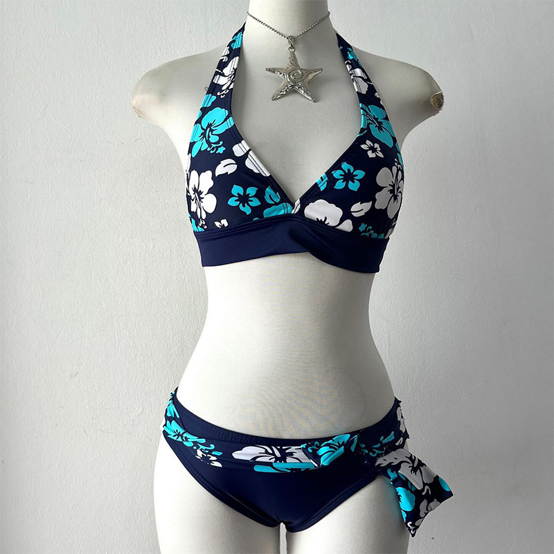 Sexy Tree Printed Bikini Set, Summer New Outdoor Beach Vacation Style, Fresh Fashionable Simple Swimming Clothes