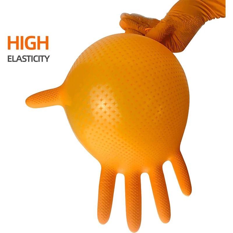 Nitrile Gloves Thick Heavy Duty Industrial Disposable Gloves with Diamond Texture Latex Free Mechanic Auto Repair Gloves