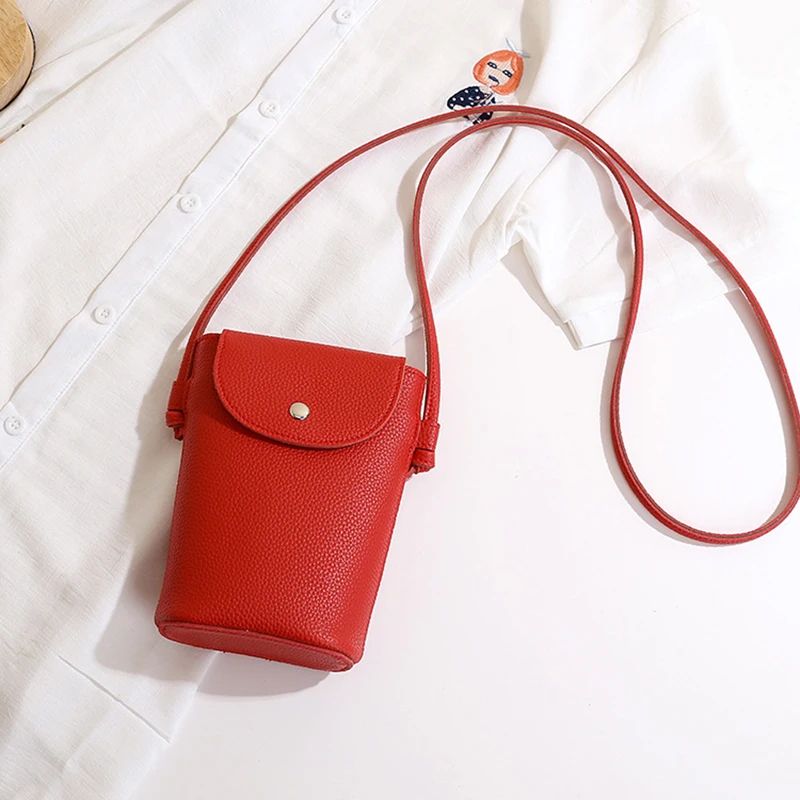 Soft Flap Womens Crossbody Phone Bag, PU Leather Shoulder Purse with Adjustable Strap