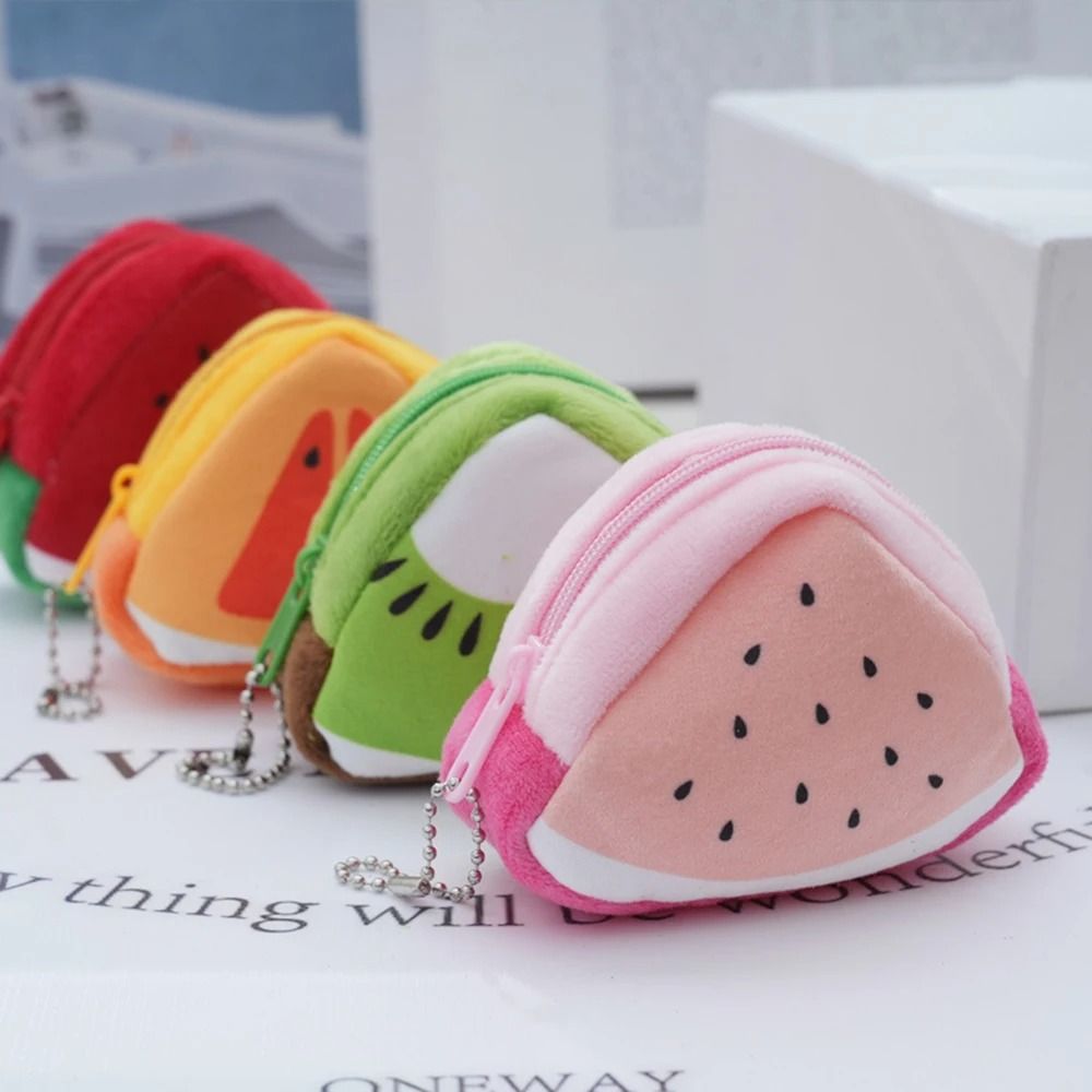 Cartoon Fruit Plush Coin Purse Keychain Bag