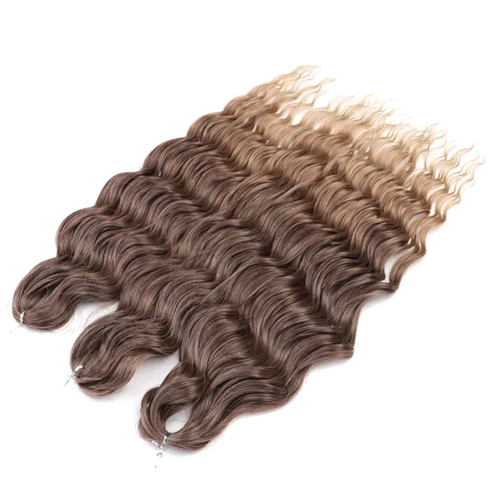 Noble Hair Synthetic Loose Deep Wave Braiding Hair Extensions Ombre Blonde Twist Crochet Curly Water Wave Braid