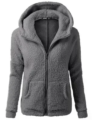 Autumn Winter Warm Jacket, Women Hoodie Hooded, Casual Female Hoodies, Sweater Shirt Zipper Coat, Solid Soft Fleece