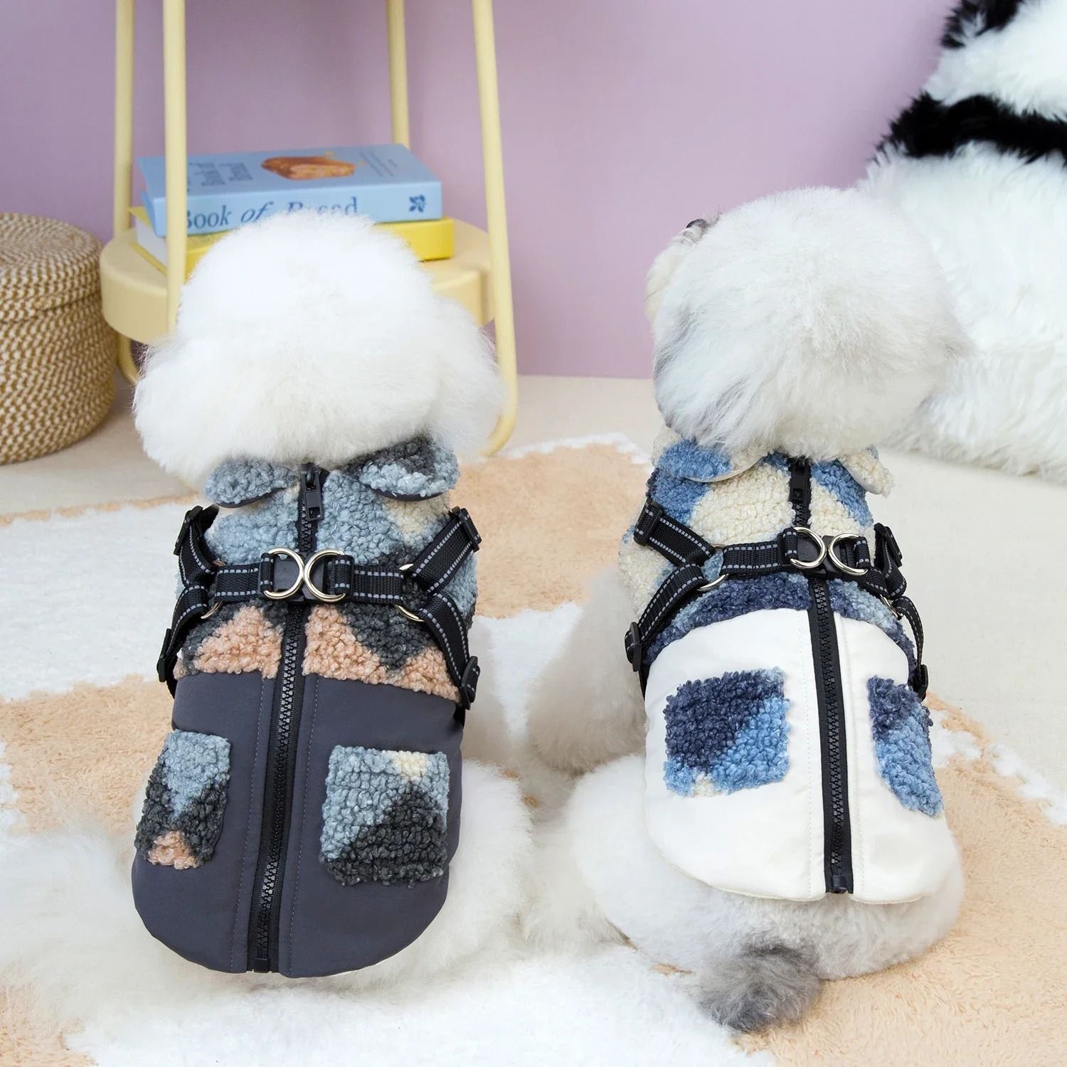 Warm Winter Dog Jacket with Built-in Harness for Small and Medium Pets