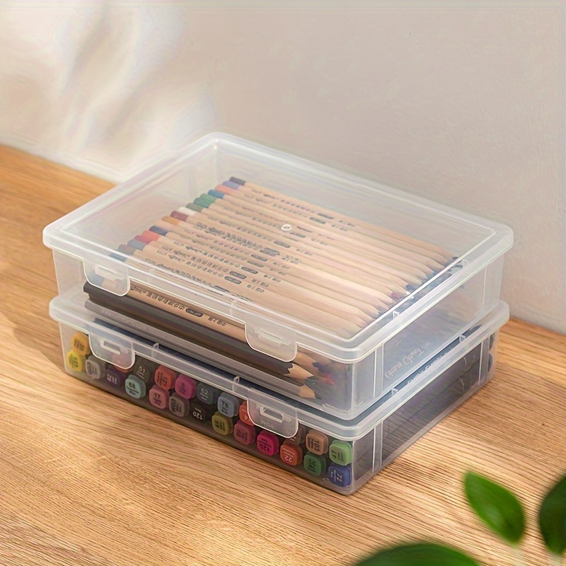 Large Capacity Transparent Plastic Pencil Case for Sketch Markers Colored Lead and Painting Storage Box Back to School