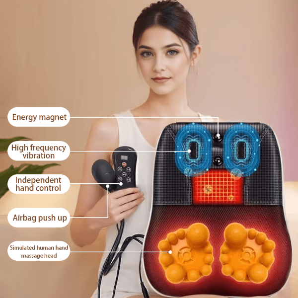 Electric Cervical Pillow, Shiatsu Neck & Back Massager with Airbag Traction and Heating for Car and Home Use