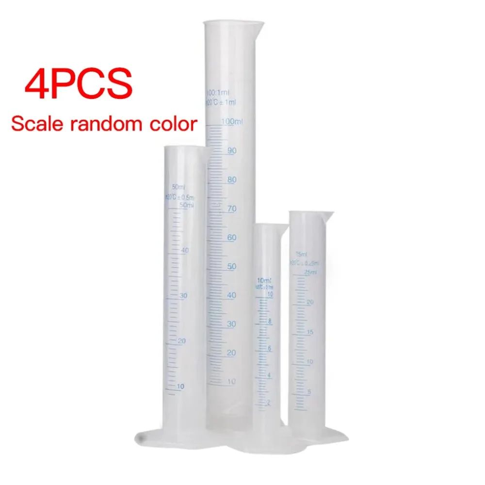 ClearMeasure 4-Piece Graduated Cylinder Set - Transparent Laboratory Measuring Cups for Precise Use
